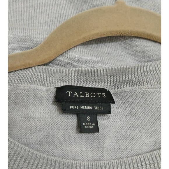 Talbots womens small crown rhinestone crewneck sweater Merino Wool gray - Picture 7 of 9